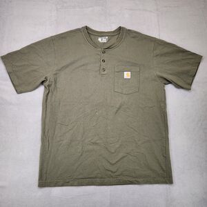 Carhartt Dearborn Heavyweight Henley Shirt Men's L Green Loose Fit S/S Pocket